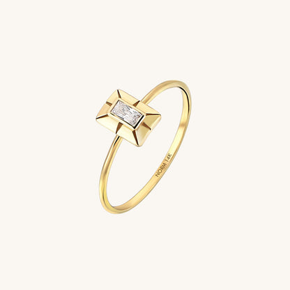 Baguette Diamond Rectangle Ring in Gold