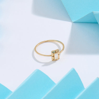Baguette Diamond Rectangle Ring in Gold