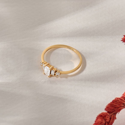 Baguette Diamond Three Stone Ring in Gold