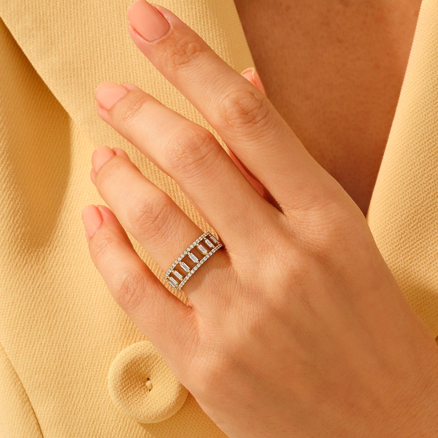 Baguette Ladder Ring in Gold