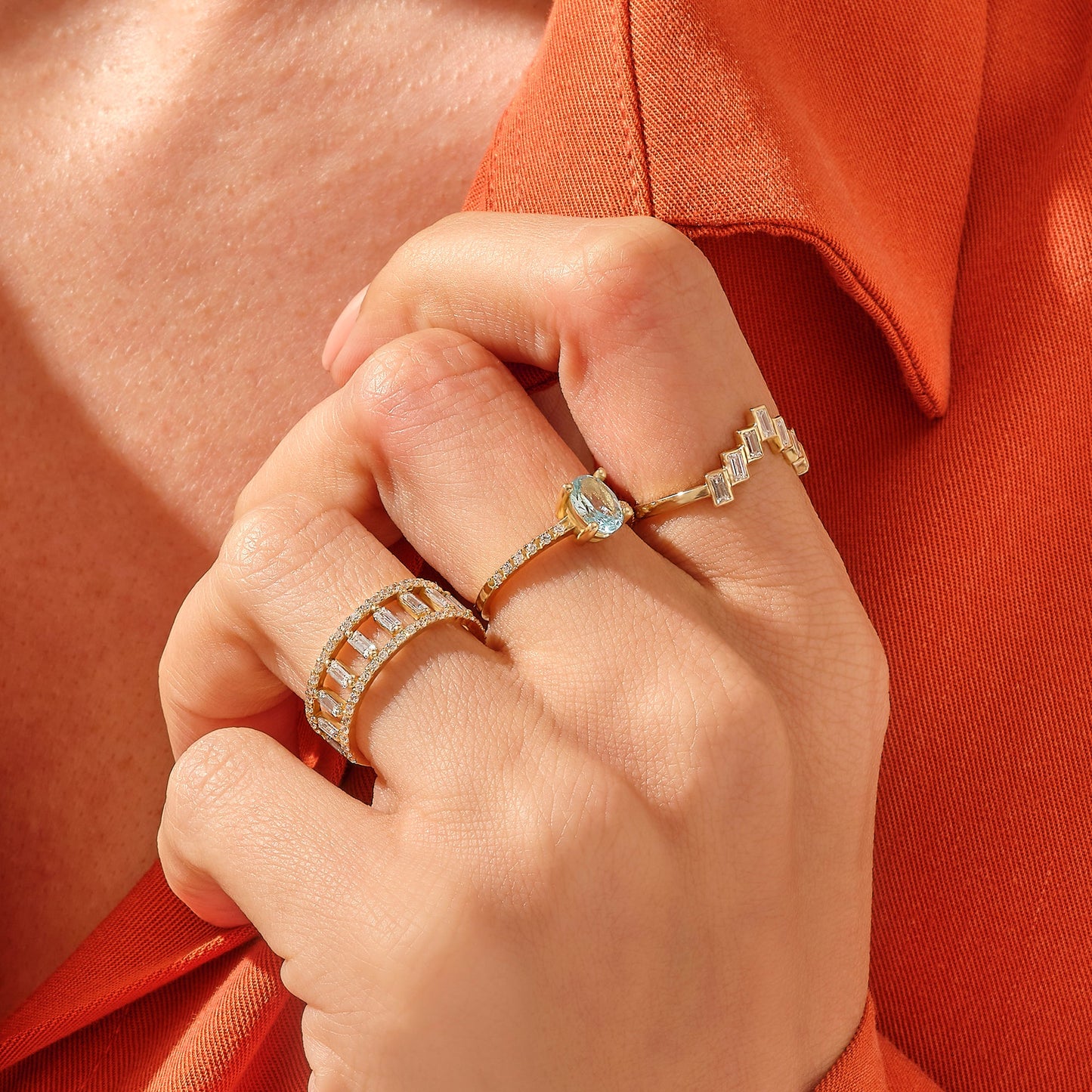 Baguette Ladder Ring in Gold