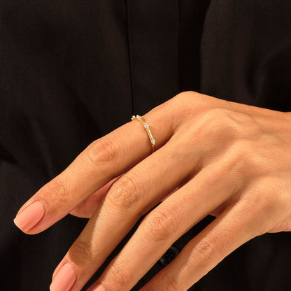 Diamond Bamboo Ring in Gold