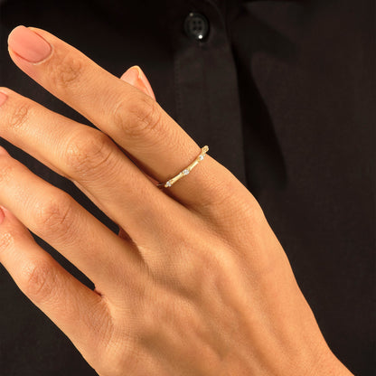 Diamond Bamboo Ring in Gold