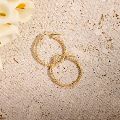 Beaded Hoop Earrings in Gold