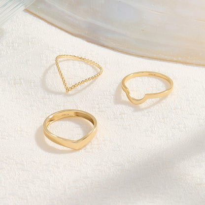 Beaded Wishbone Ring in Gold