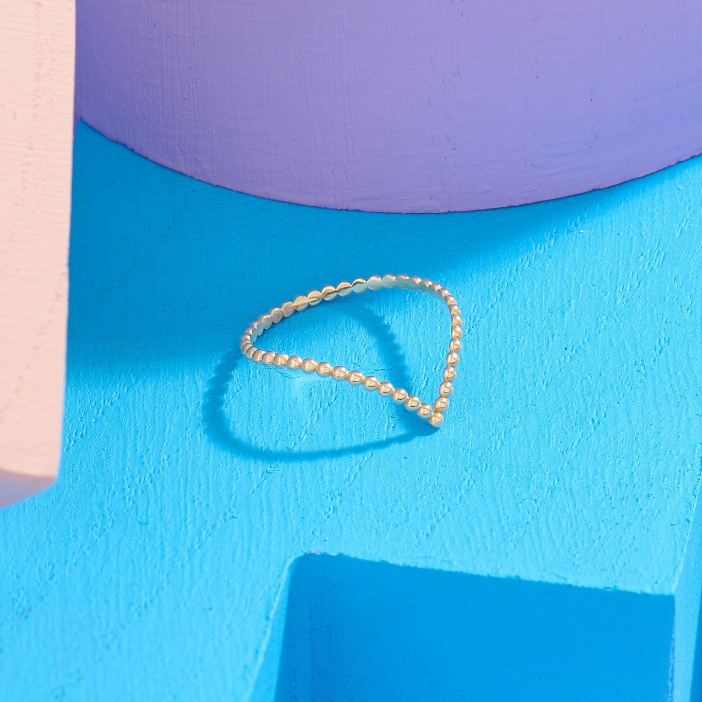 Beaded Wishbone Ring in Gold