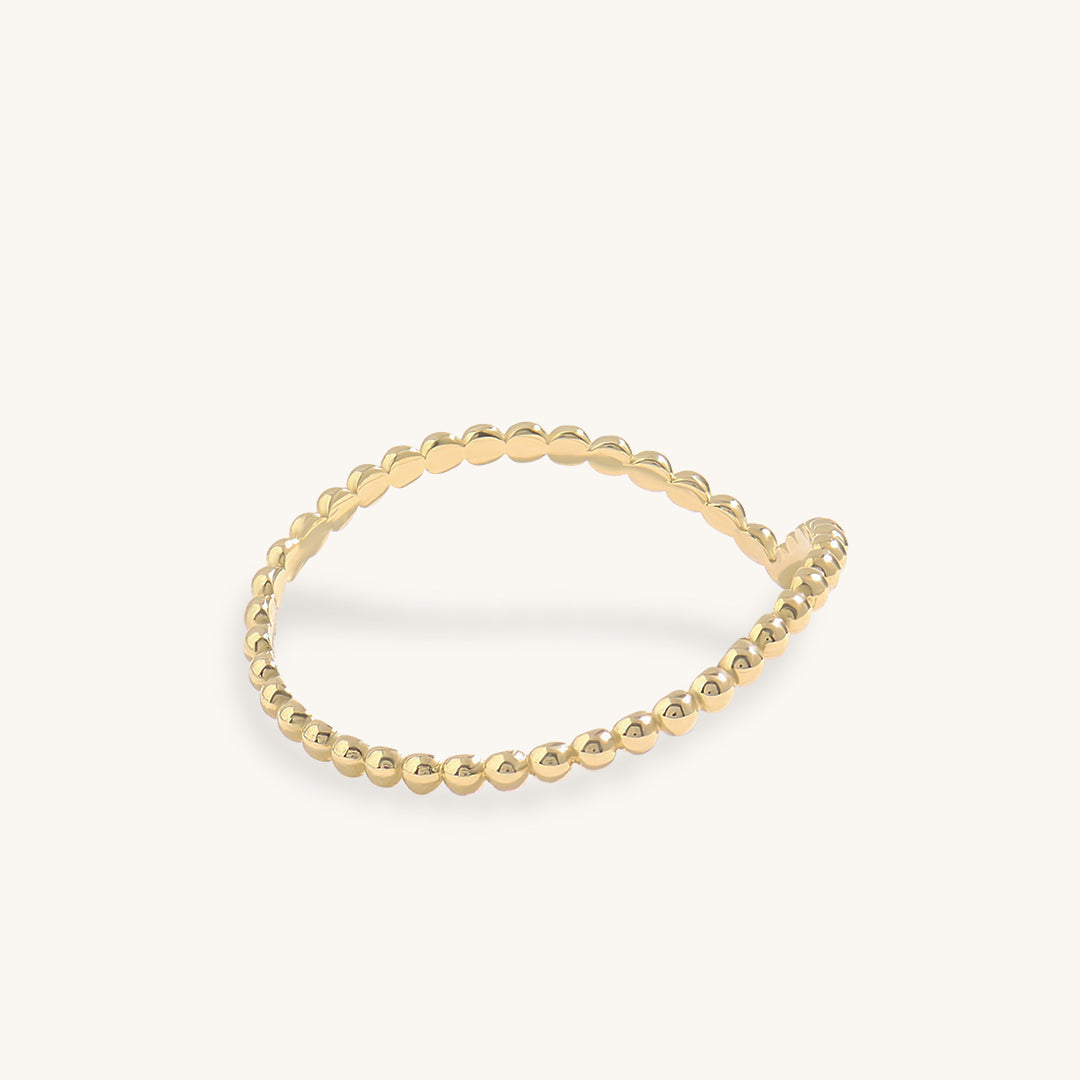 Beaded Wishbone Ring in Gold