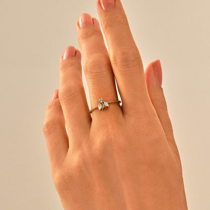 Diamond Bee Ring in Gold