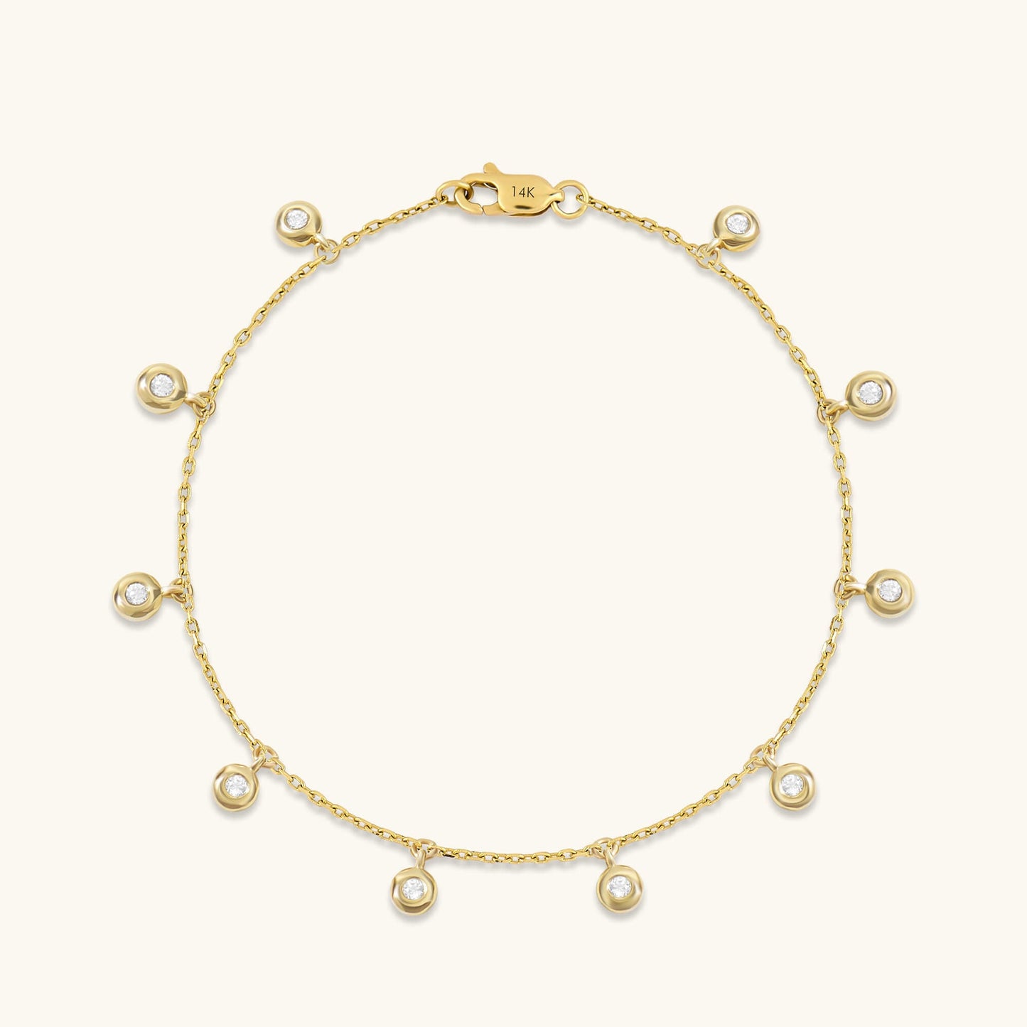 Bezel Dangle Bracelet in Gold