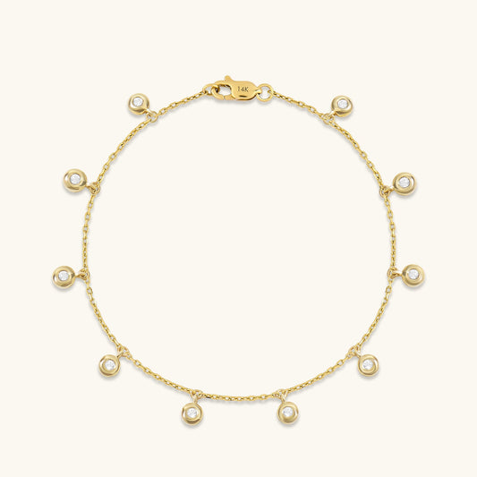 Bezel Dangle Bracelet in Gold