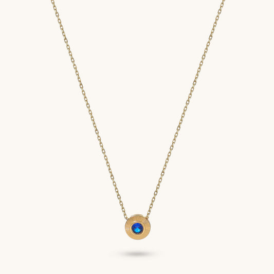 Bezel Sapphire Necklace in Gold