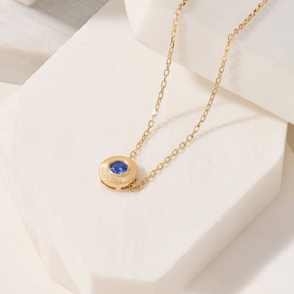 Bezel Sapphire Necklace in Gold