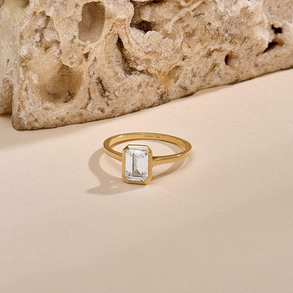 Bezel Set Moissanite Engagement Ring in Gold