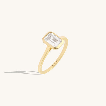 Bezel Set Moissanite Engagement Ring in Gold