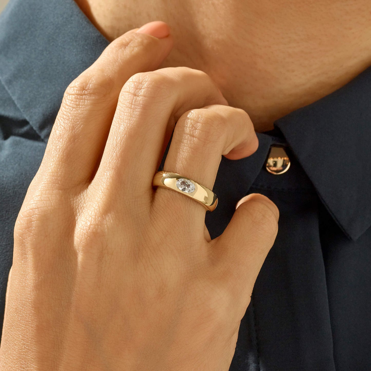 Bezel Setting Dome Ring in Gold