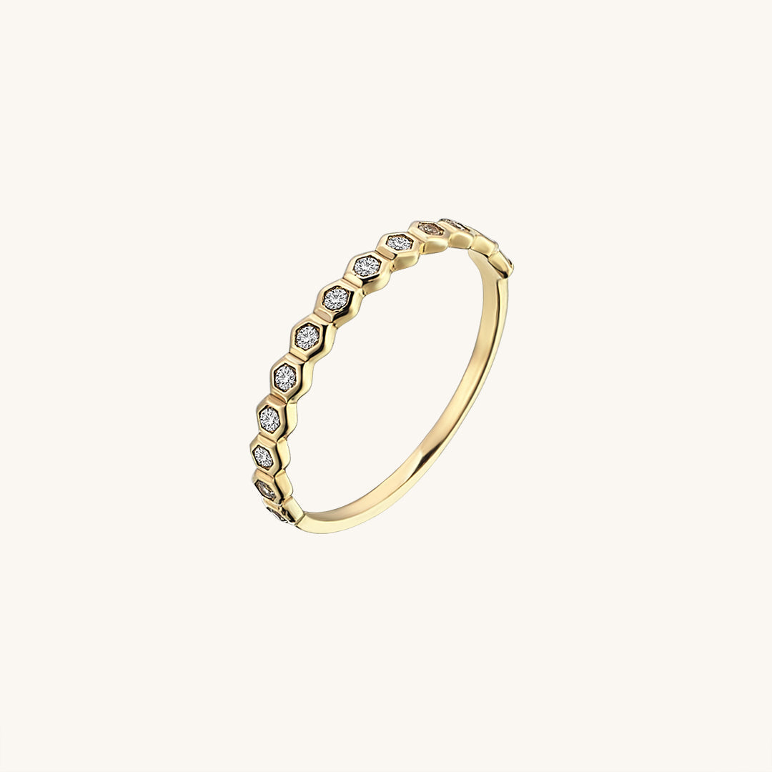 Bezel Pave Band Ring in Gold