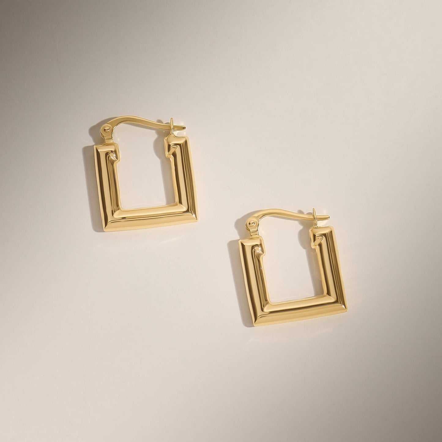 Block Hoop Earrings in Gold