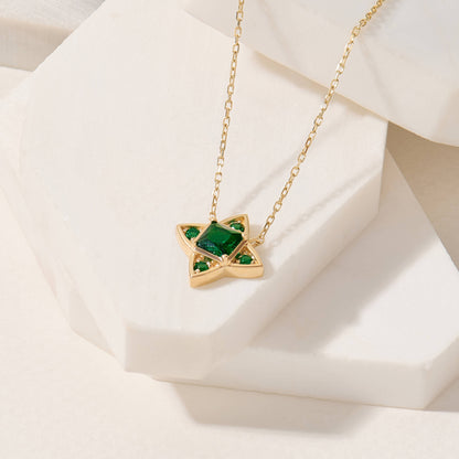 Blossom Emerald Necklace in Gold