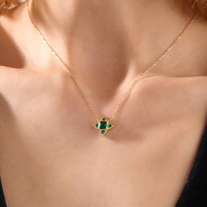 Blossom Emerald Necklace in Gold