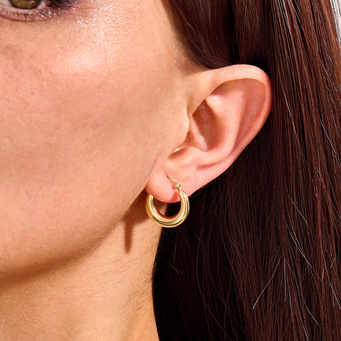 Bold Tube Hoop Earrings in Gold