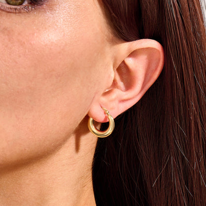 Bold Tube Hoop Earrings in Gold