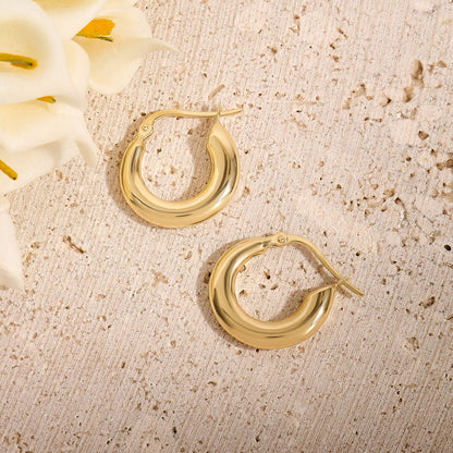 Bold Tube Hoop Earrings in Gold