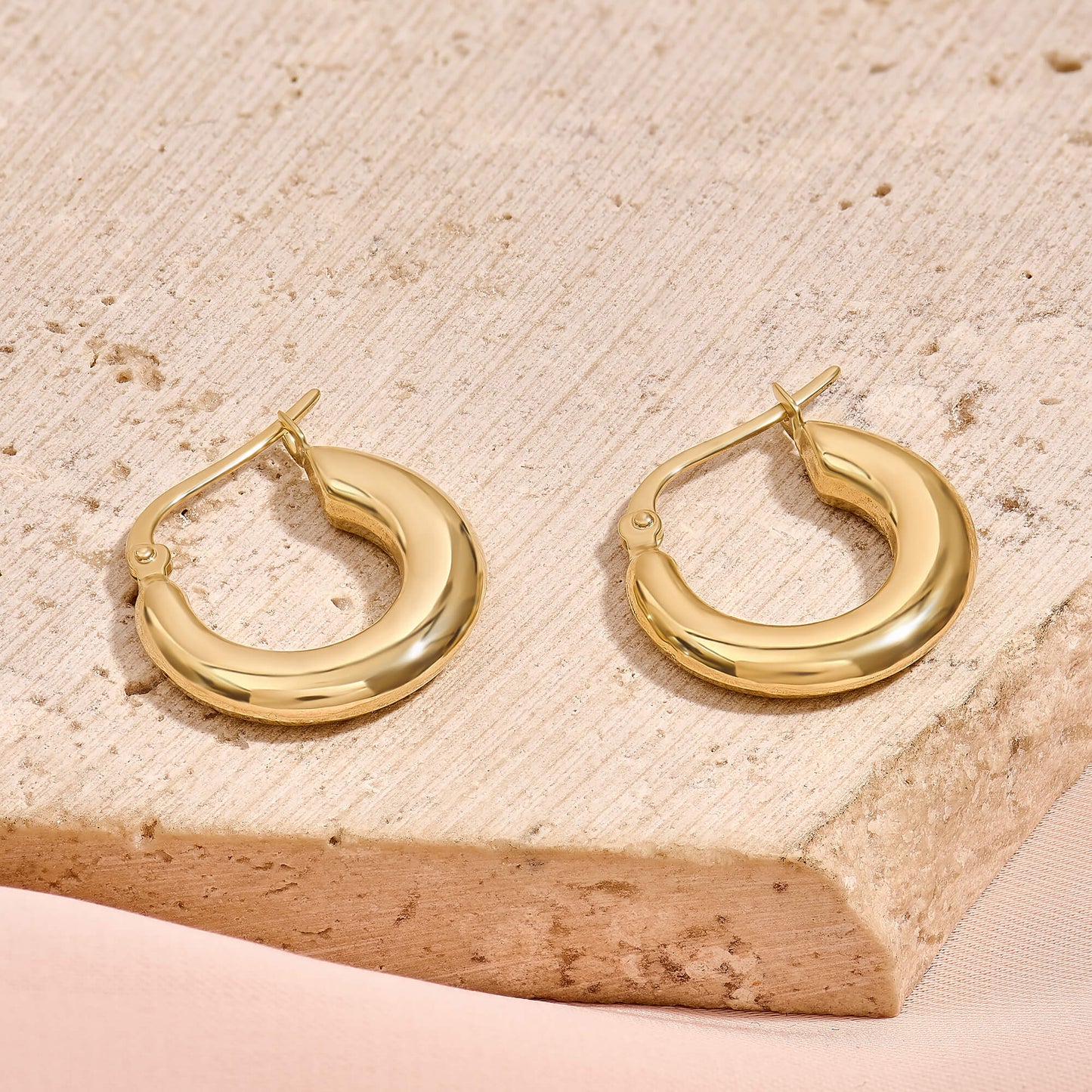 Bold Tube Hoop Earrings in Gold