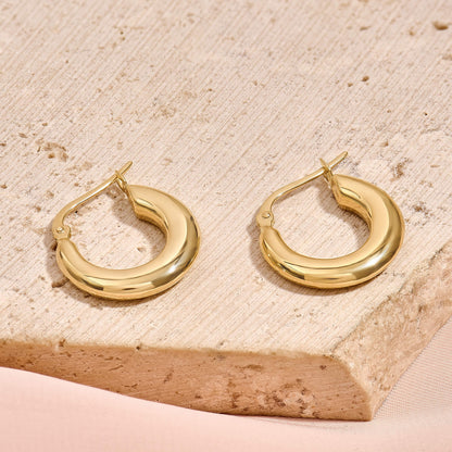 Bold Tube Hoop Earrings in Gold