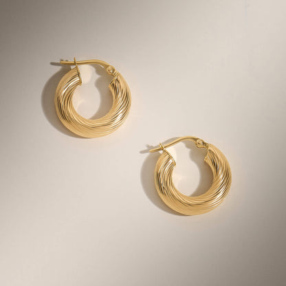 Bold Twist Hoop Earrings in Gold