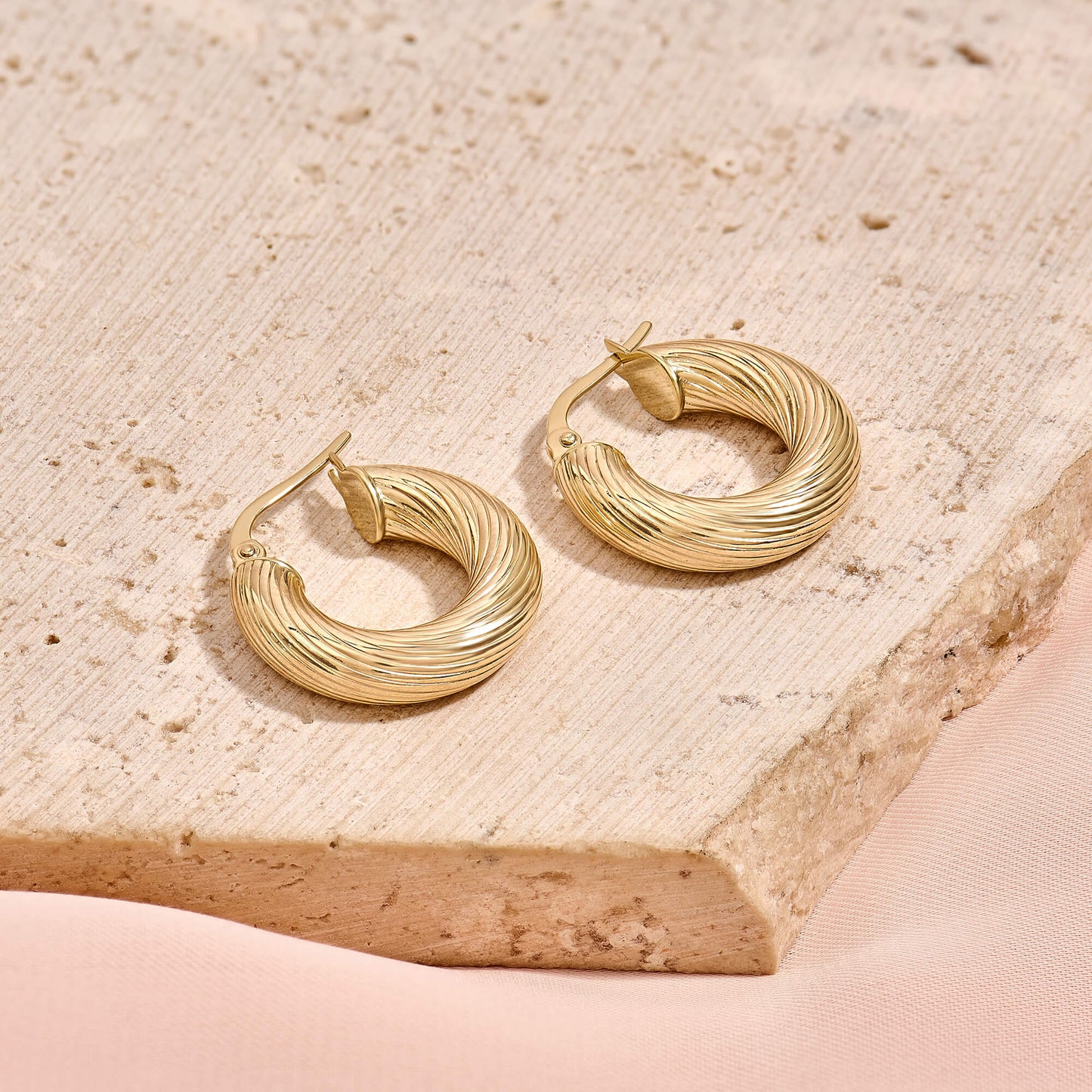 Bold Twist Hoop Earrings in Gold