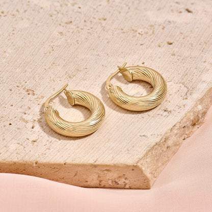 Bold Twist Hoop Earrings in Gold