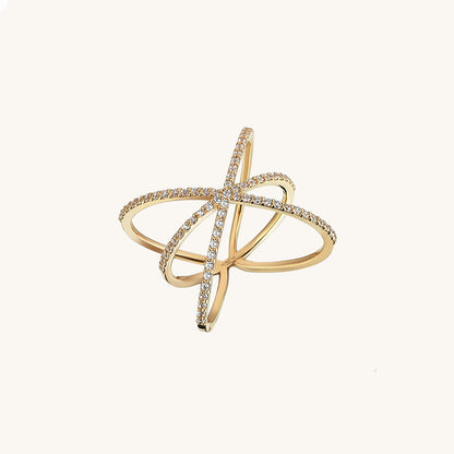 Bold X Ring in Gold