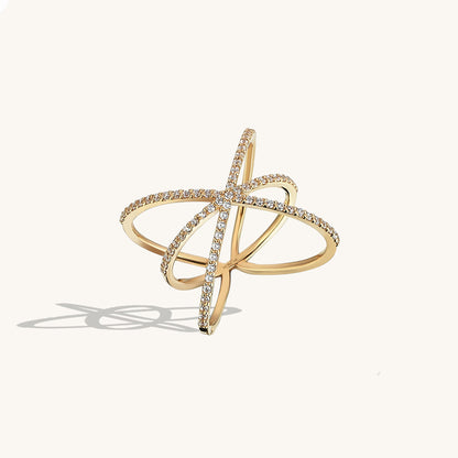 Bold X Ring in Gold
