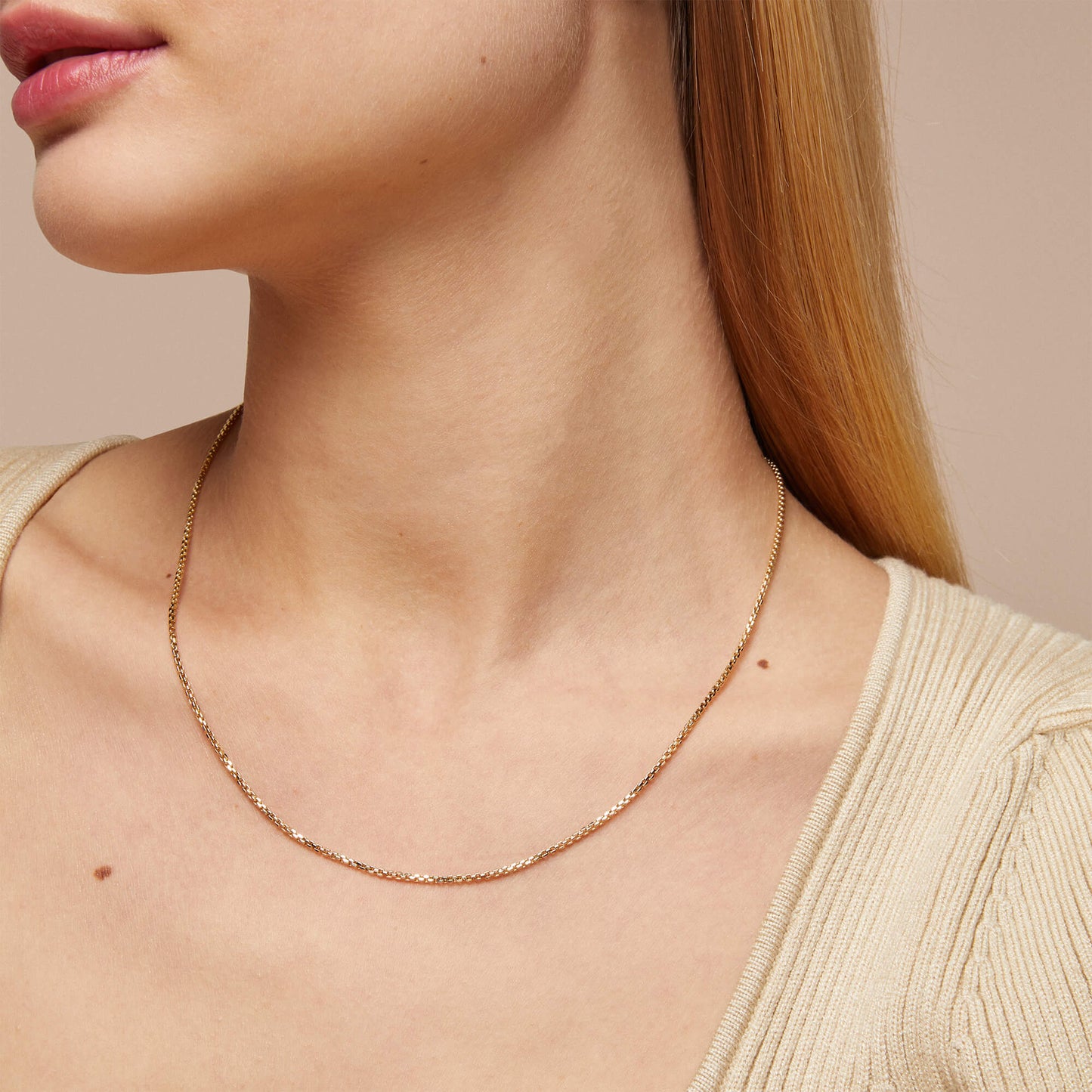 Box Chain Necklace in Gold