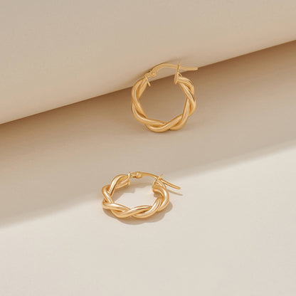 Braided Hoop Earrings in Gold