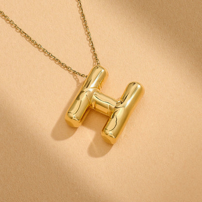 Bubble Letter Necklace in Gold