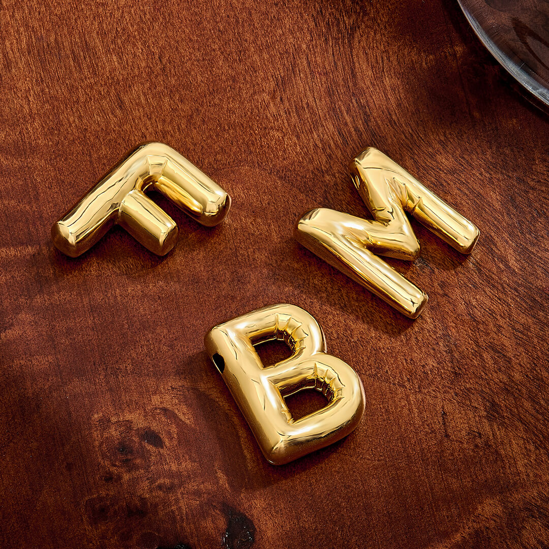 Bubble Letter Necklace in Gold