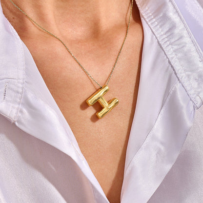 Bubble Letter Necklace in Gold