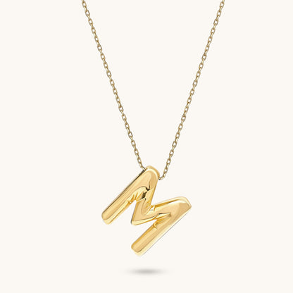 Bubble Letter Necklace in Gold