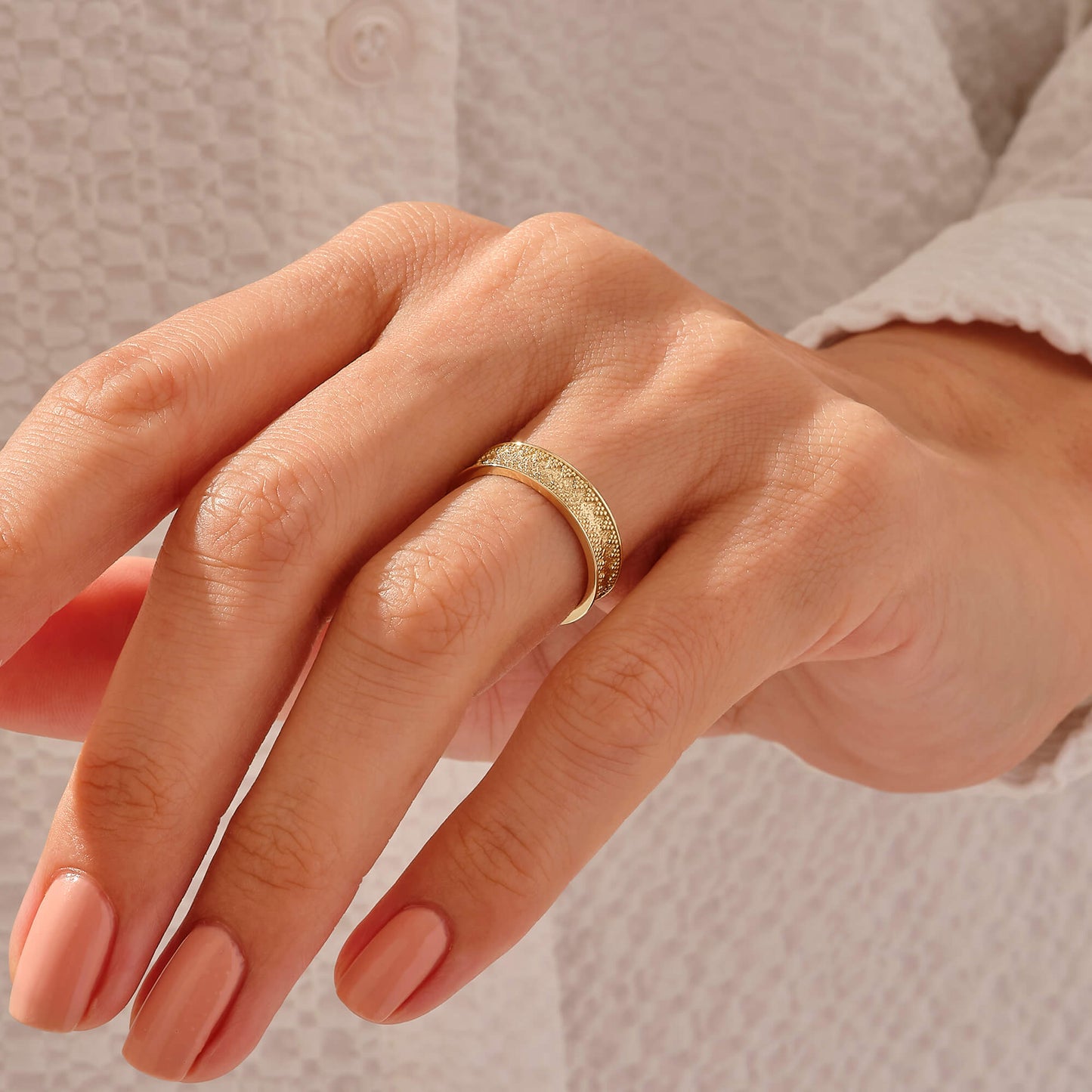 Byzantine Wedding Band Ring in Gold