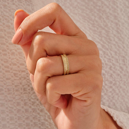 Byzantine Wedding Band Ring in Gold