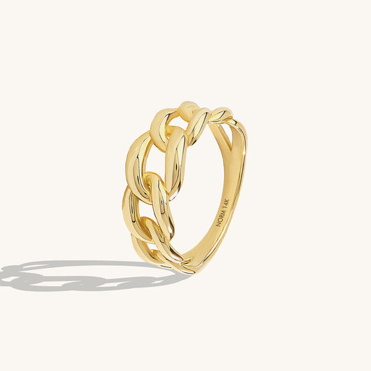 Cuban Chain Statement Ring in Gold