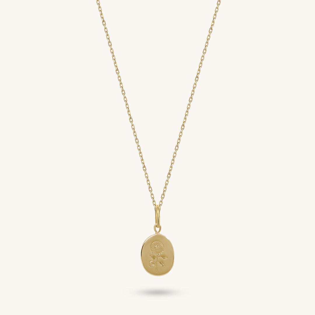 Calendula Flower Necklace in Gold
