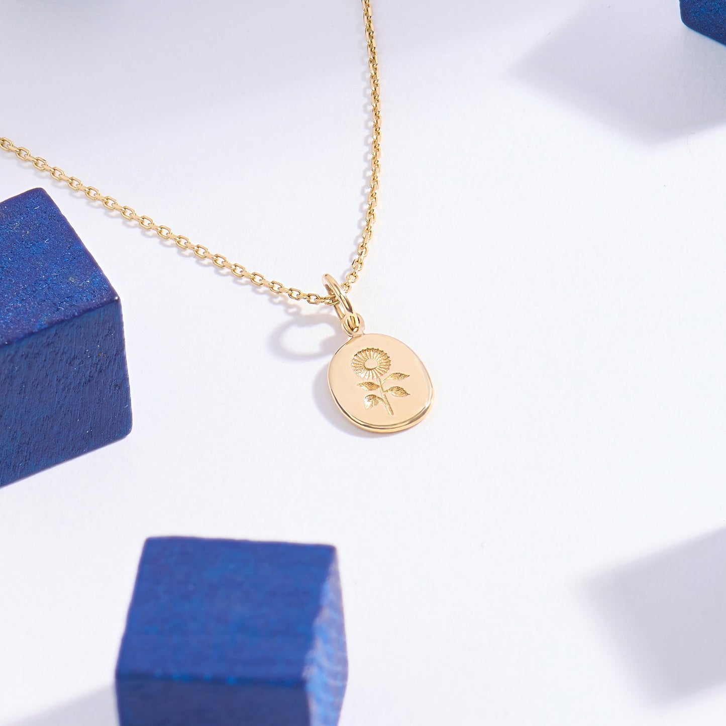 Calendula Flower Necklace in Gold