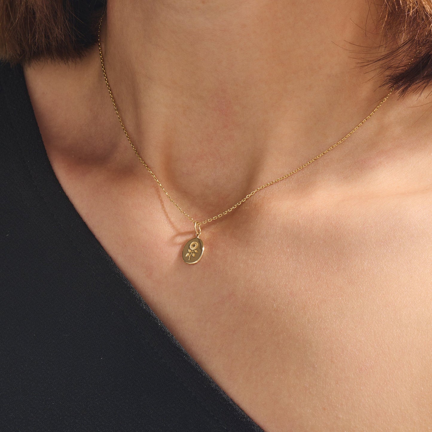Calendula Flower Necklace in Gold