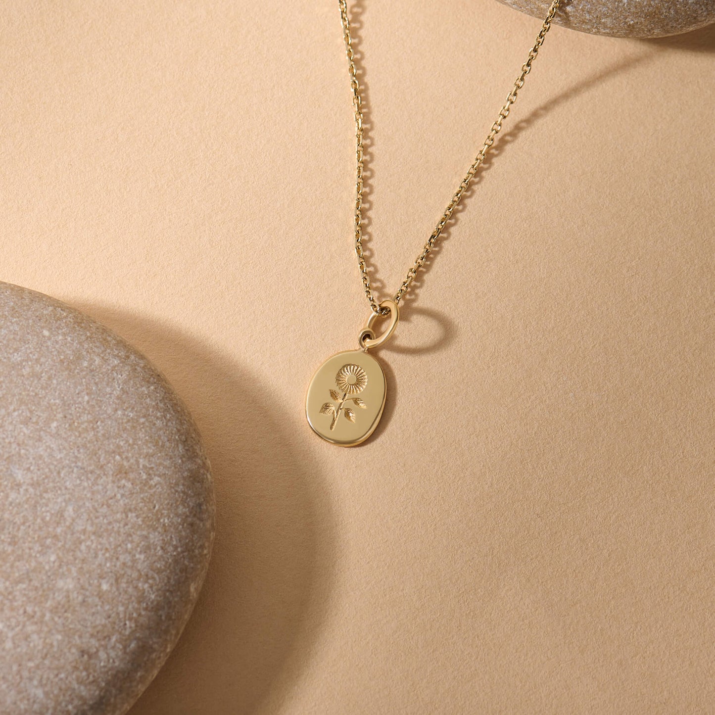 Calendula Flower Necklace in Gold