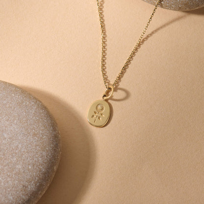 Calendula Flower Necklace in Gold