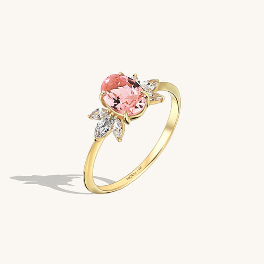 Champagne Sapphire Flower Ring in Gold