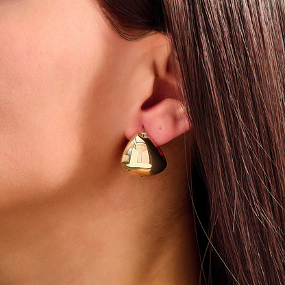 Chunky Huggie Earrings in Gold