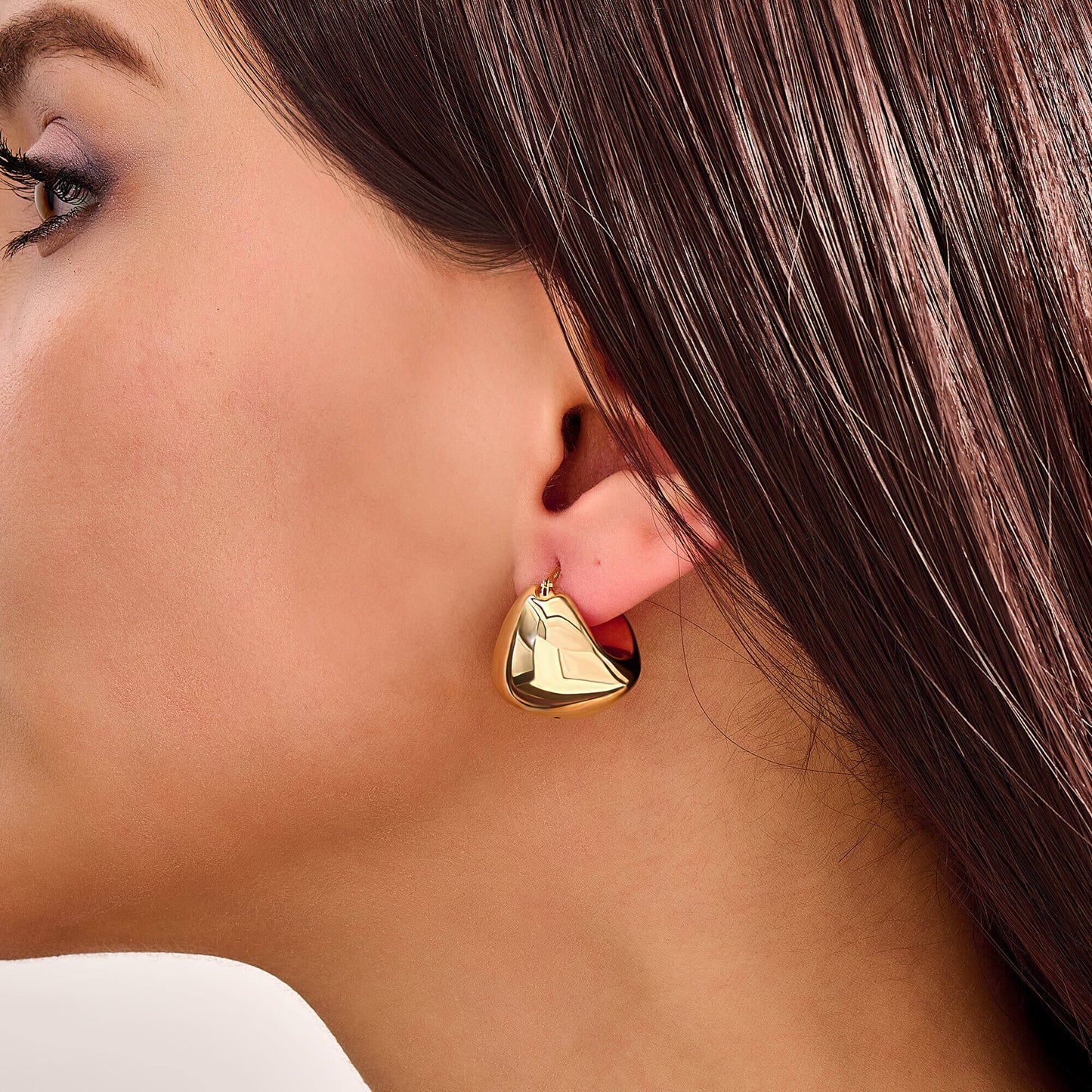 Chunky Huggie Earrings in Gold